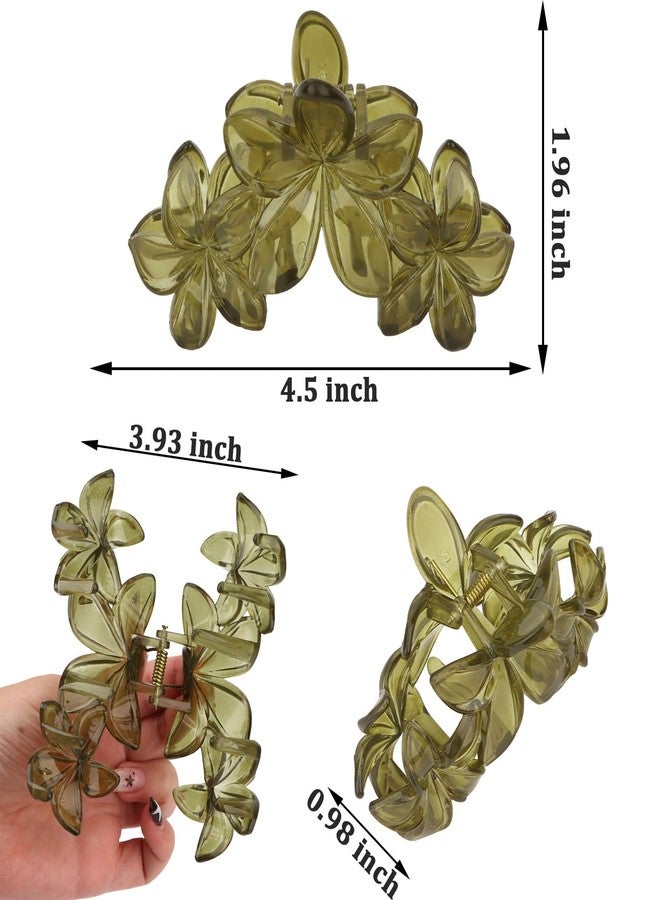 Ondder 4Pcs Flower Hair Clips Large Matte Hair Claw for Women Non-Slip Strong Hold Clips for Thick Hair, Hair Accessories，Green，Brown，White，Black - Image 2